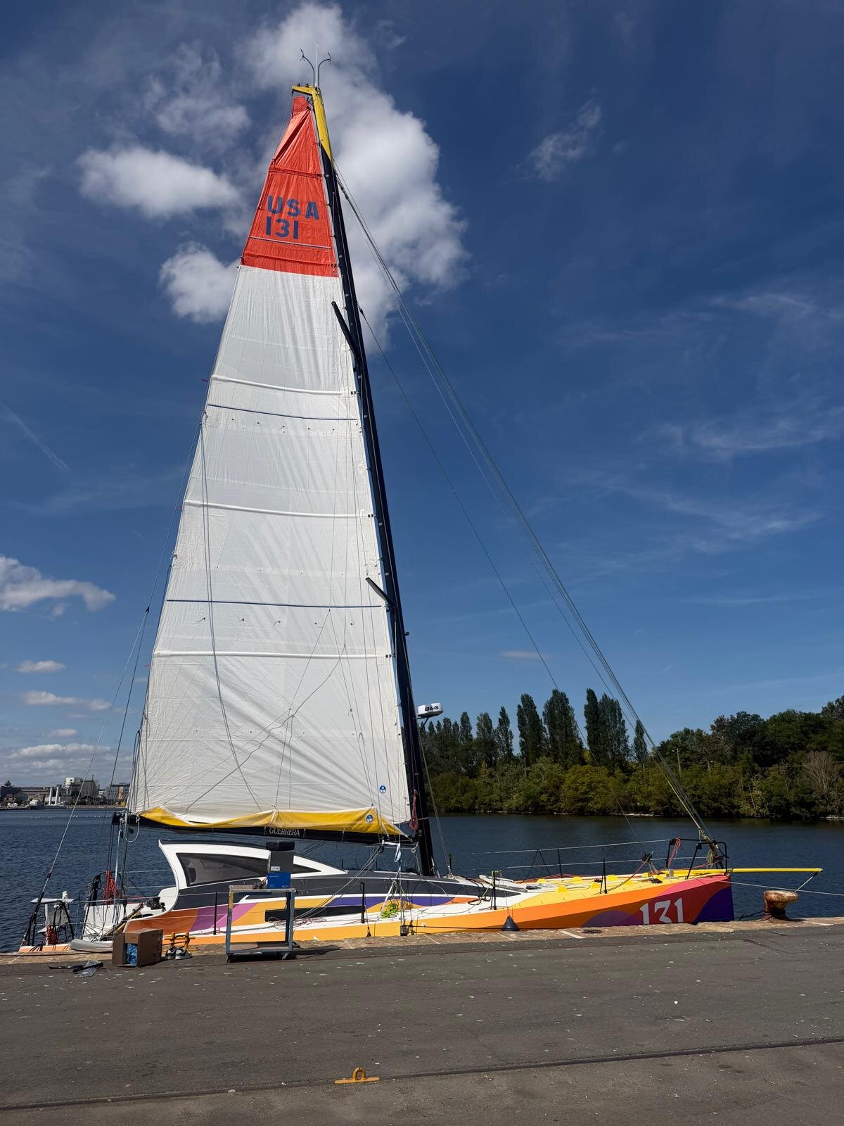 Guerrera's new mainsail hoisted, sail number USA 131