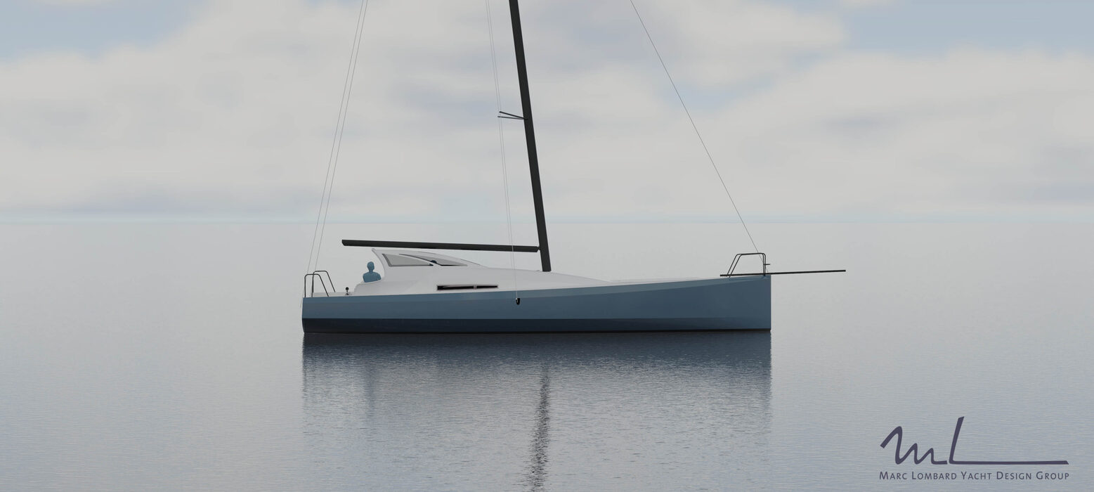 Guerrera concept rendering, profile on an overcast day with hull graphics